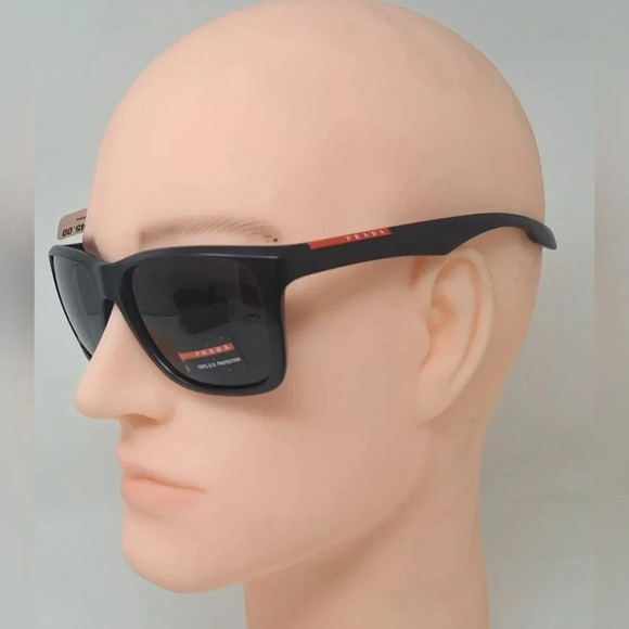 NWT Prada Linea Rossa Black  Black Sport Rectangle SPS 04O 1BO-1A1 58-16-140 - Picture 8 of 16